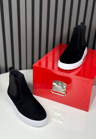 025 CHELSEA SİSLEY SİYAH SÜET DERİ BANDAJLI EVA BOT - SİYAH SÜET BOT