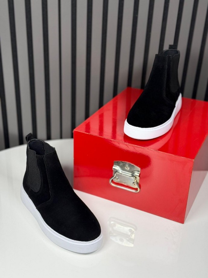 025 CHELSEA SİSLEY SİYAH SÜET DERİ BANDAJLI EVA BOT - SİYAH SÜET BOT