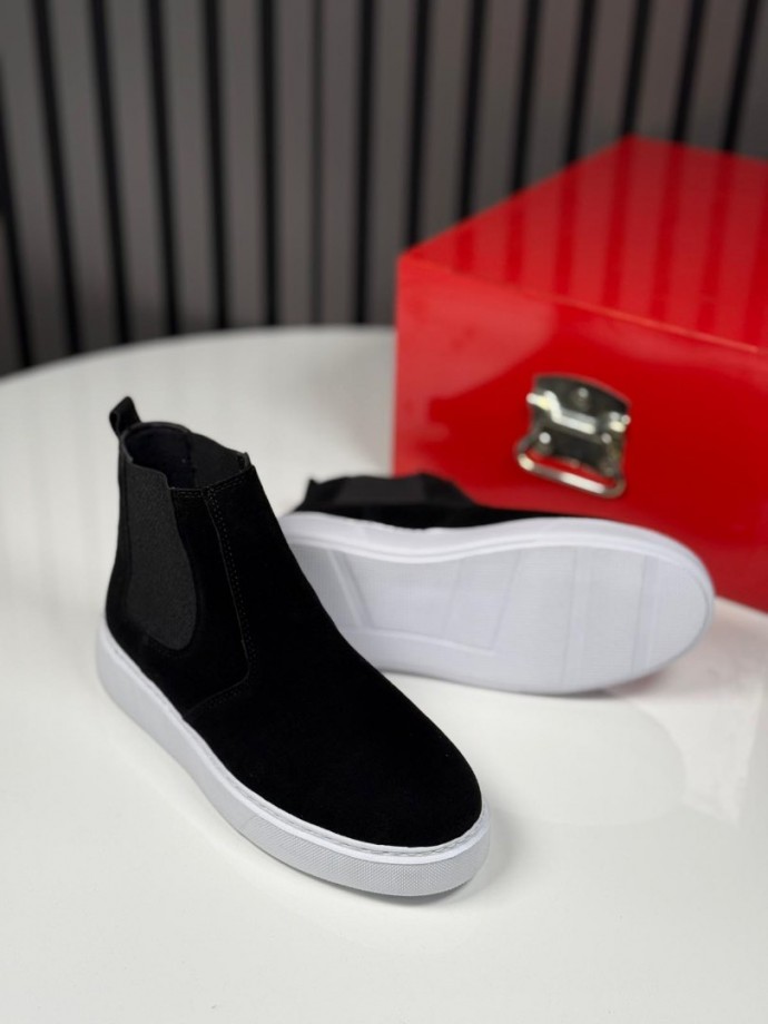 025 CHELSEA SİSLEY SİYAH SÜET DERİ BANDAJLI EVA BOT - SİYAH SÜET BOT