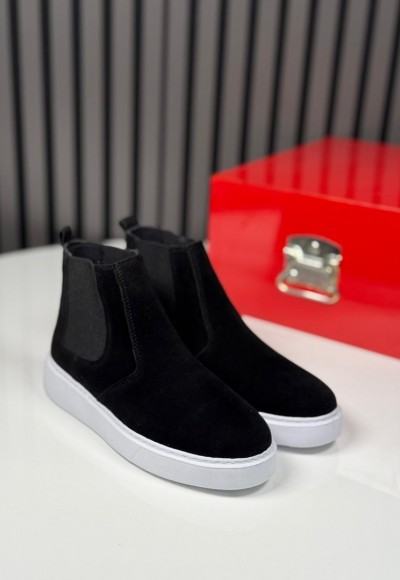 025 CHELSEA SİSLEY SİYAH SÜET DERİ BANDAJLI EVA BOT - SİYAH SÜET BOT