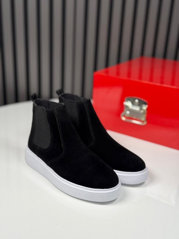 025 CHELSEA SİSLEY SİYAH SÜET DERİ BANDAJLI EVA BOT - SİYAH SÜET BOT