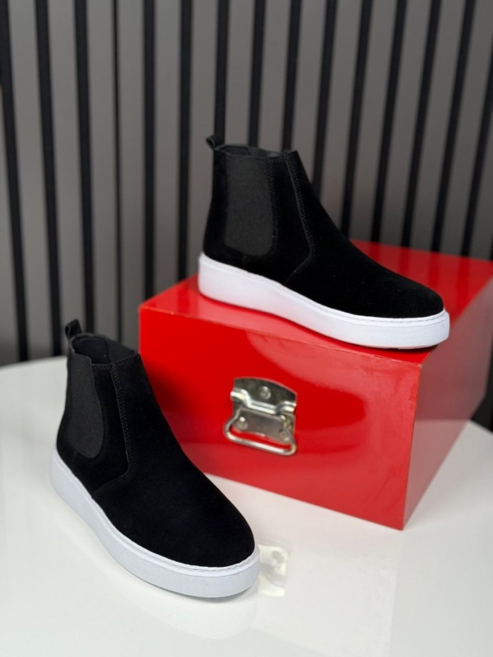 025 CHELSEA SİSLEY SİYAH SÜET DERİ BANDAJLI EVA BOT - SİYAH SÜET BOT