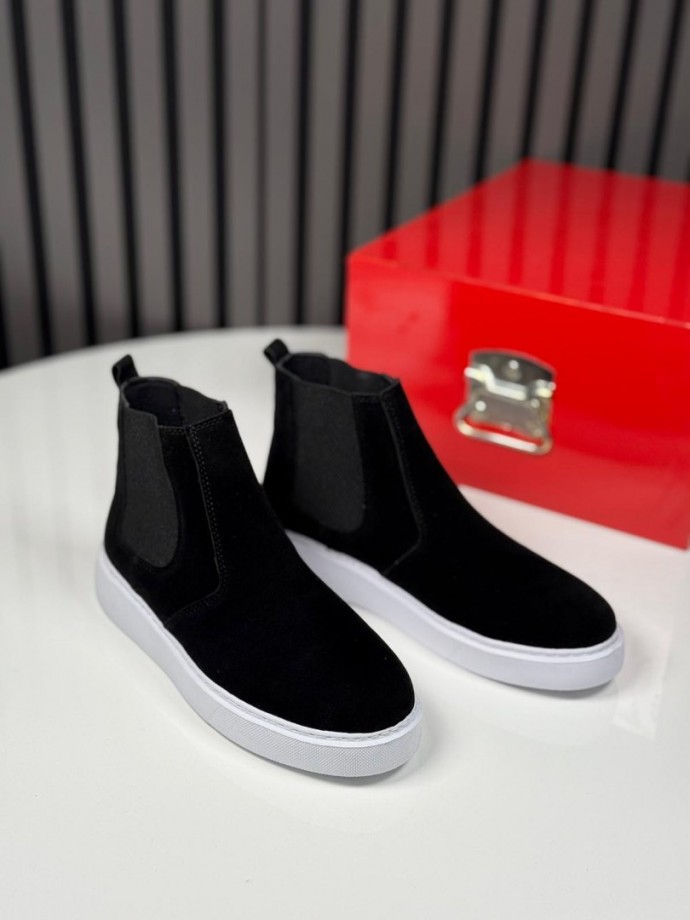 025 CHELSEA SİSLEY SİYAH SÜET DERİ BANDAJLI EVA BOT - SİYAH SÜET BOT