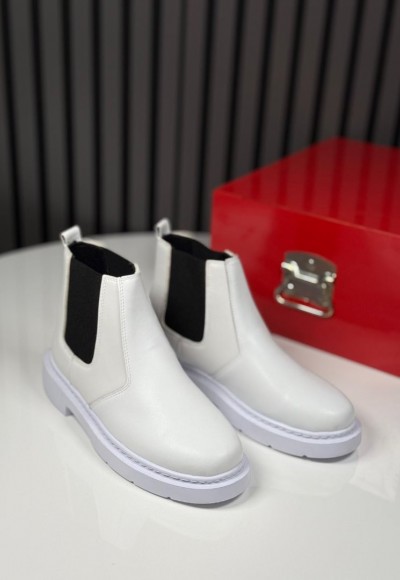 2025 CHELSEA İTALYAN BEYAZ DERİ BANDAJLI EVA BOT - BEYAZ DERİ