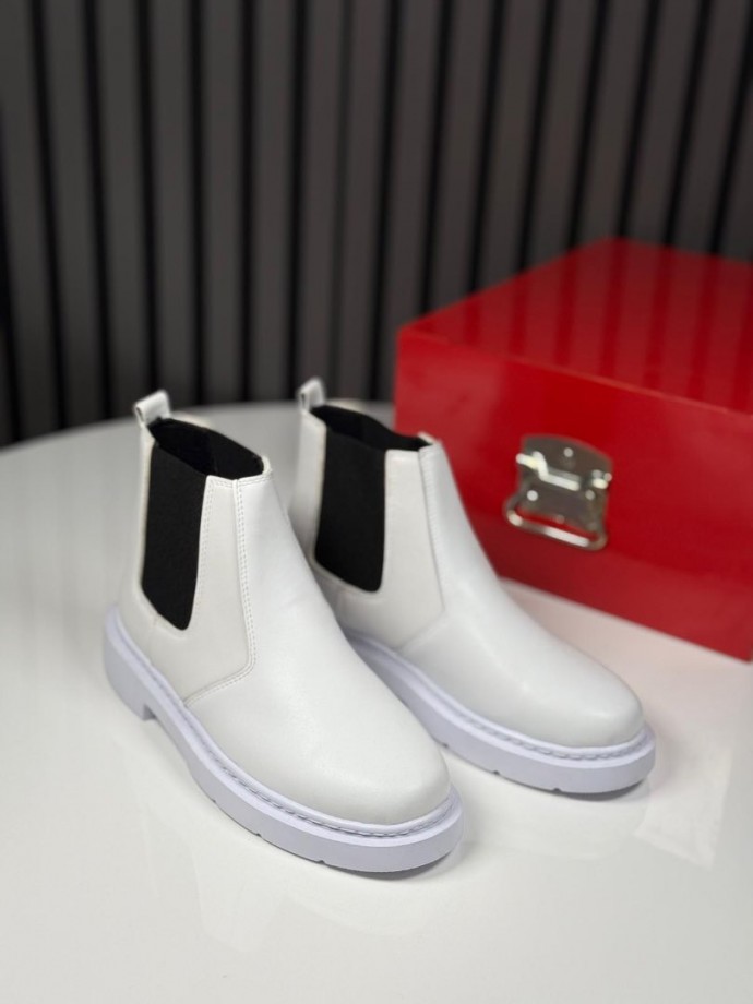 2025 CHELSEA İTALYAN BEYAZ DERİ BANDAJLI EVA BOT - BEYAZ DERİ