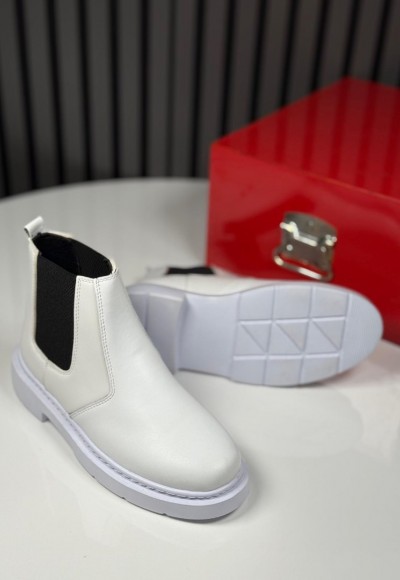 2025 CHELSEA İTALYAN BEYAZ DERİ BANDAJLI EVA BOT - BEYAZ DERİ