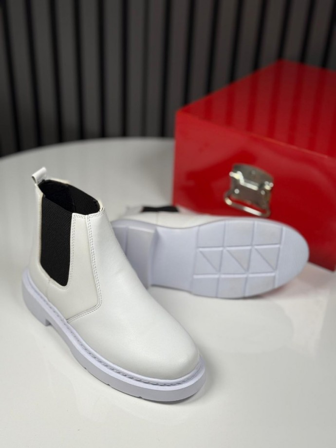 2025 CHELSEA İTALYAN BEYAZ DERİ BANDAJLI EVA BOT - BEYAZ DERİ