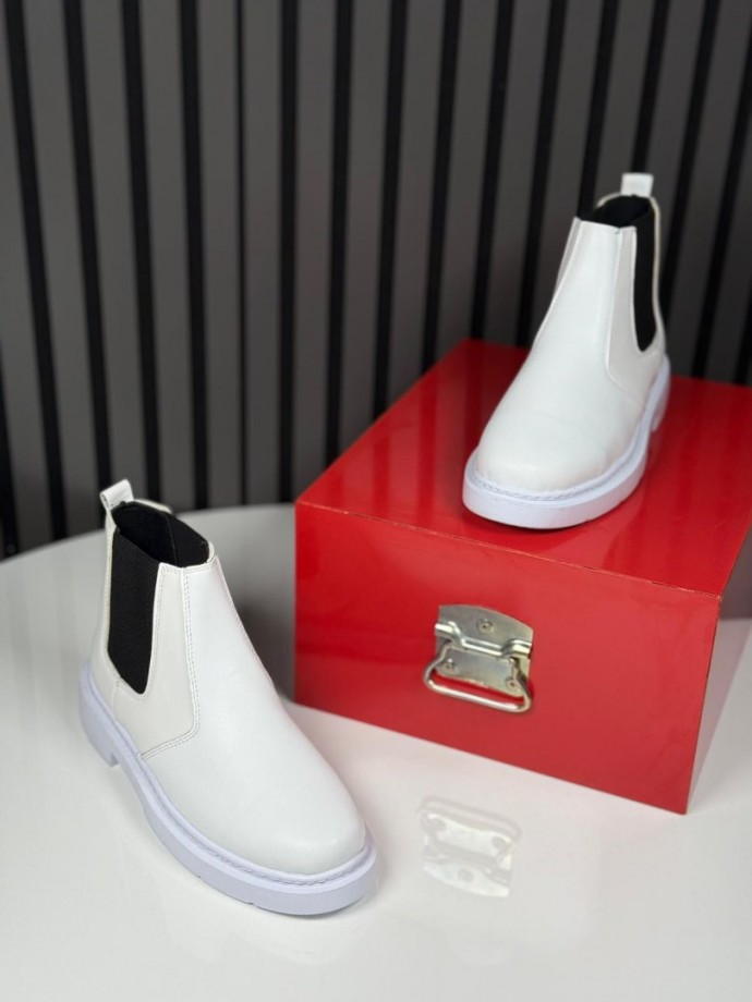 2025 CHELSEA İTALYAN BEYAZ DERİ BANDAJLI EVA BOT - BEYAZ DERİ