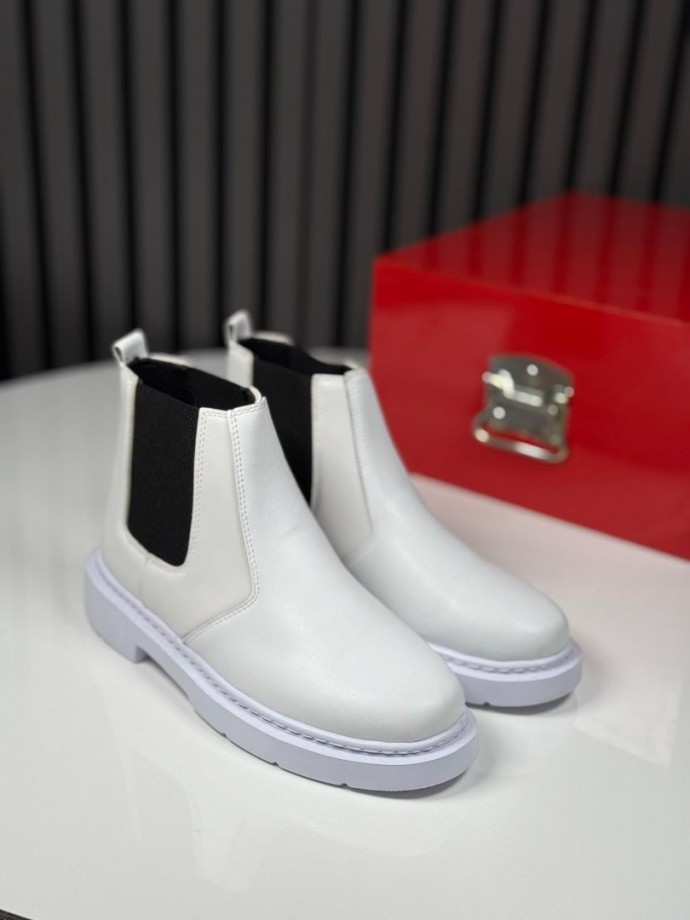 2025 CHELSEA İTALYAN BEYAZ DERİ BANDAJLI EVA BOT - BEYAZ DERİ