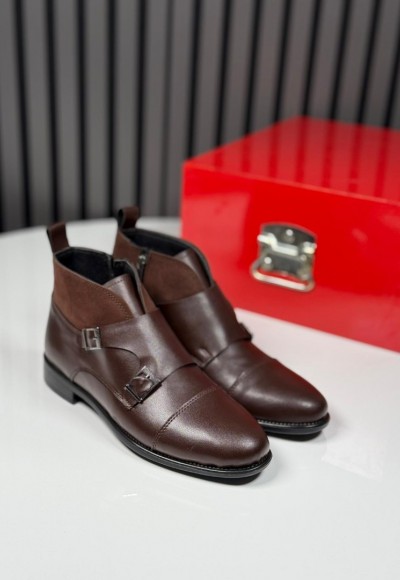 2025 KLASİK İTALYAN KAHVE DERİ TOKLI BOT - KAHVE DERİ BOT