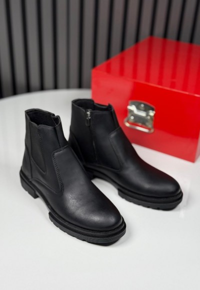 2025 CRAZY DERİ FERMUARLI SİYAH  BOT - SİYAH DERİ BOT