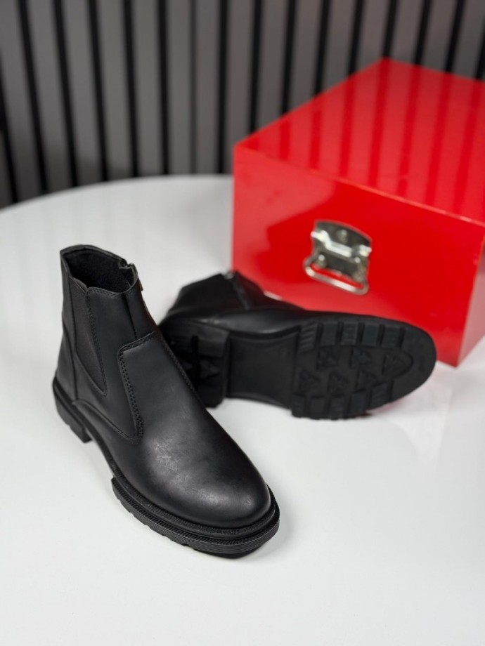 2025 CRAZY DERİ FERMUARLI SİYAH  BOT - SİYAH DERİ BOT