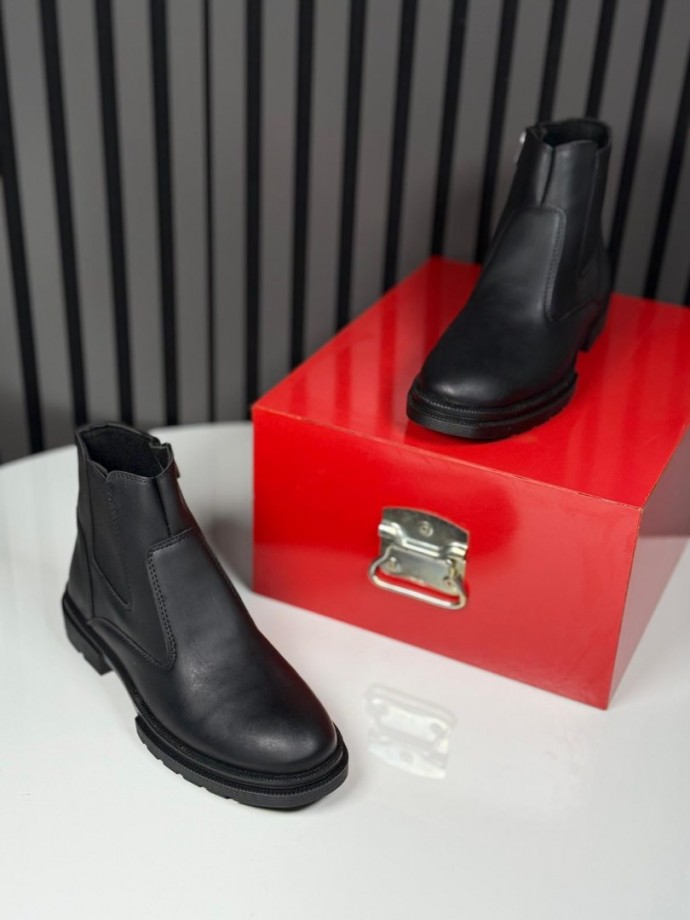 2025 CRAZY DERİ FERMUARLI SİYAH  BOT - SİYAH DERİ BOT