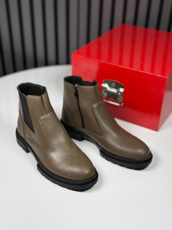 2025 CRAZY DERİ FERMUARLI BEJ BOT - BEJ DERİ  BOT