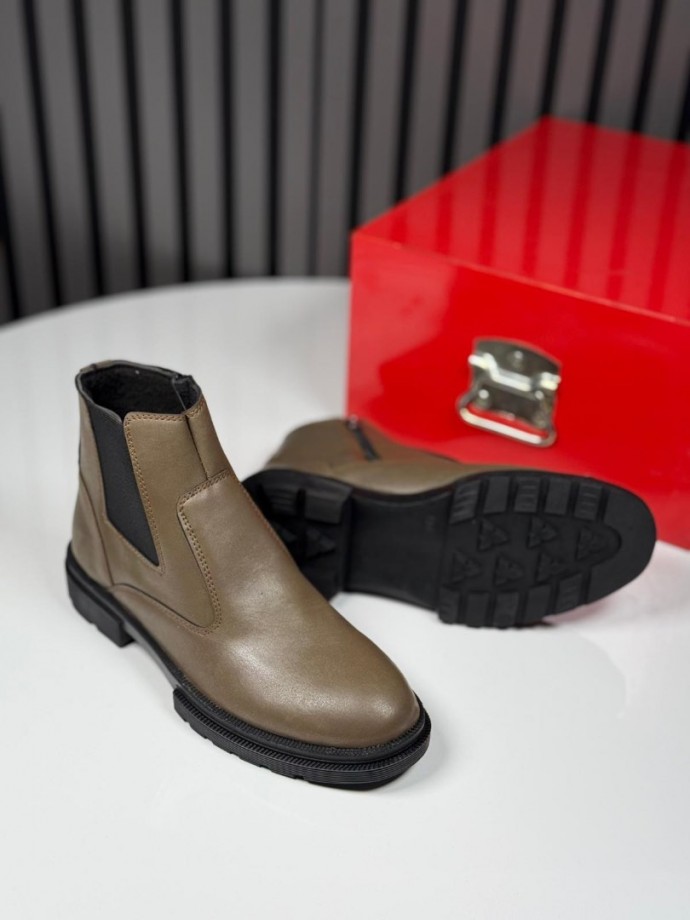 2025 CRAZY DERİ FERMUARLI BEJ BOT - BEJ DERİ  BOT