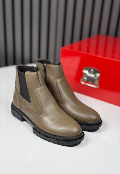 2025 CRAZY DERİ FERMUARLI BEJ BOT - BEJ DERİ  BOT