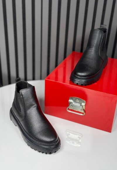 2025 CHELSEA PÜTÜR DERİ BANDAJLI SİYAH  BOT - SİYAH PÜTÜR DERİ BOT