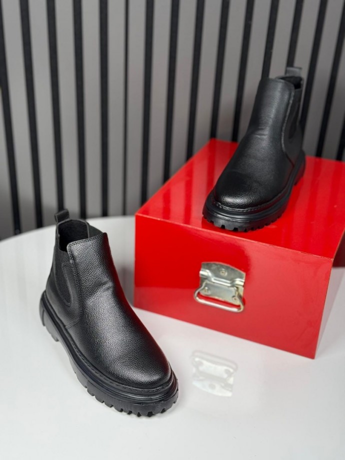 2025 CHELSEA PÜTÜR DERİ BANDAJLI SİYAH  BOT - SİYAH PÜTÜR DERİ BOT