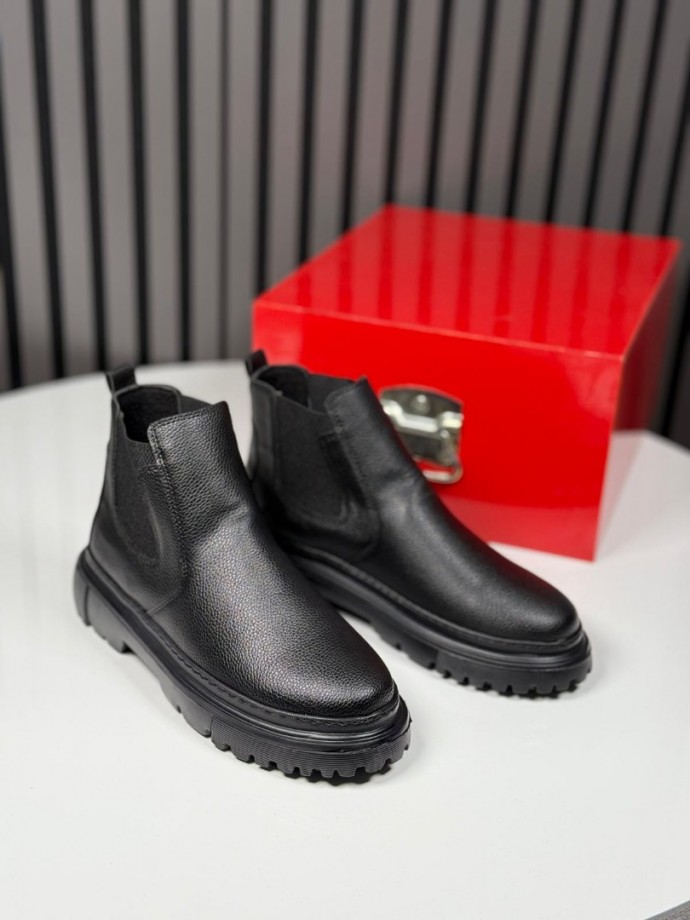 2025 CHELSEA PÜTÜR DERİ BANDAJLI SİYAH  BOT - SİYAH PÜTÜR DERİ BOT