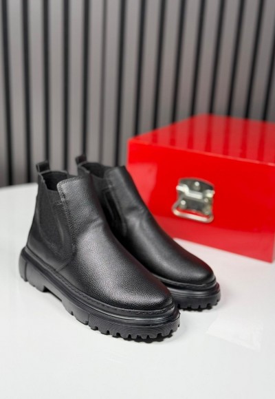 2025 CHELSEA PÜTÜR DERİ BANDAJLI SİYAH  BOT - SİYAH PÜTÜR DERİ BOT