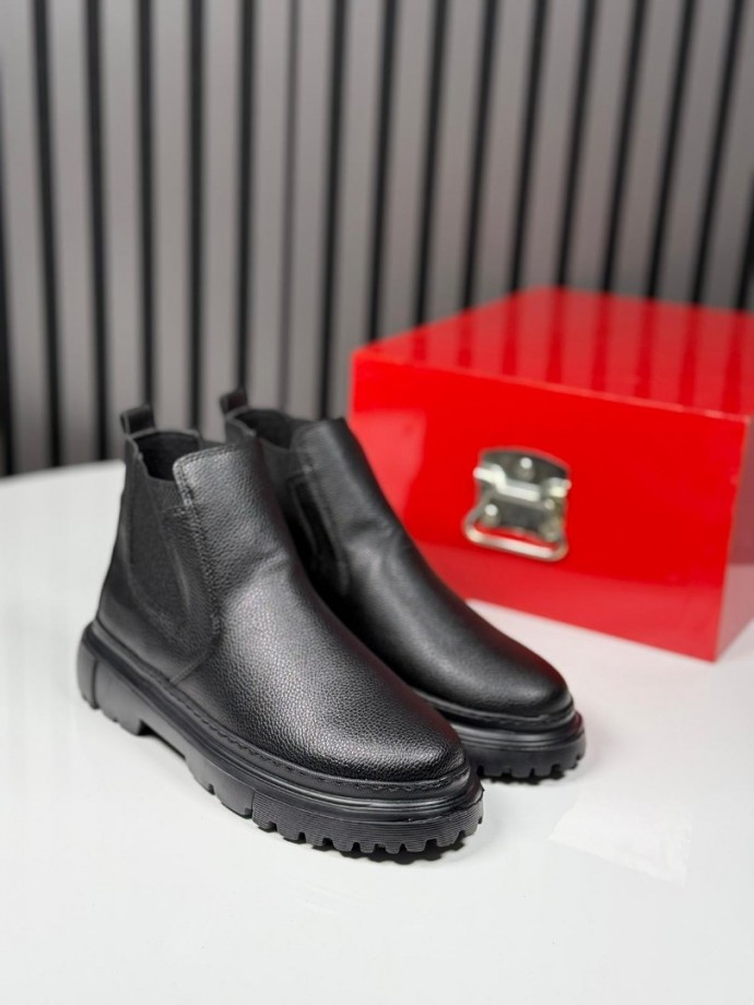 2025 CHELSEA PÜTÜR DERİ BANDAJLI SİYAH  BOT - SİYAH PÜTÜR DERİ BOT