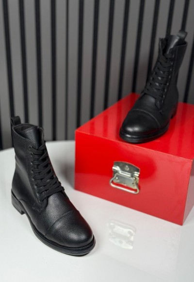 2025 POSTAL DERİ FERMUARLI SİYAH  BOT - SİYAH DERİ  BOT
