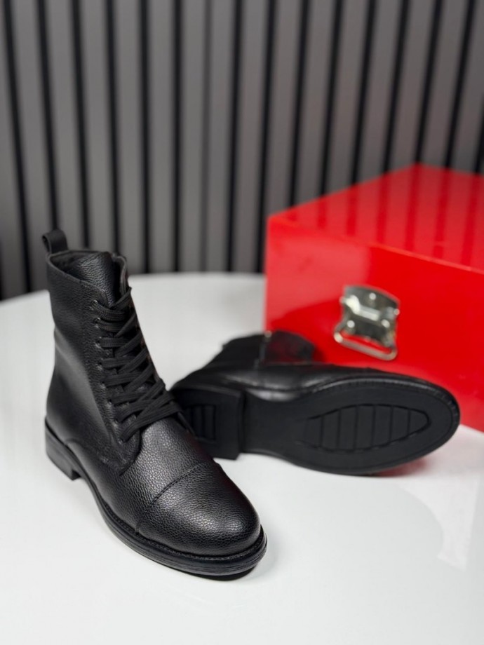 2025 POSTAL DERİ FERMUARLI SİYAH  BOT - SİYAH DERİ  BOT