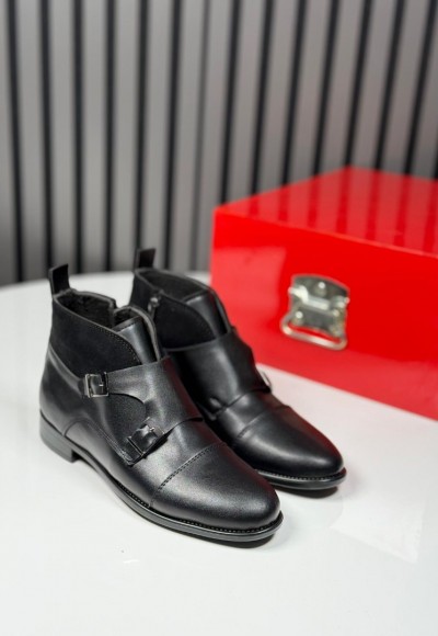 2025 KLASİK İTALYAN SİYAH DERİ TOKLI BOT - SİYAH DERİ BOT