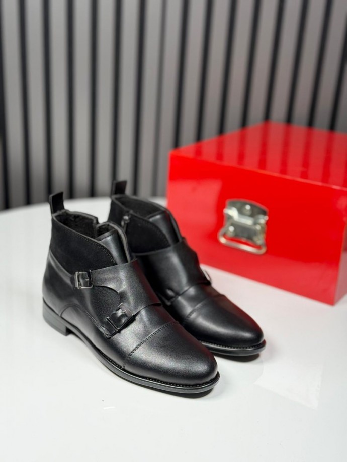 2025 KLASİK İTALYAN SİYAH DERİ TOKLI BOT - SİYAH DERİ BOT