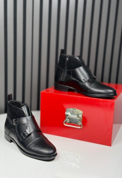 2025 KLASİK İTALYAN SİYAH DERİ TOKLI BOT - SİYAH DERİ BOT