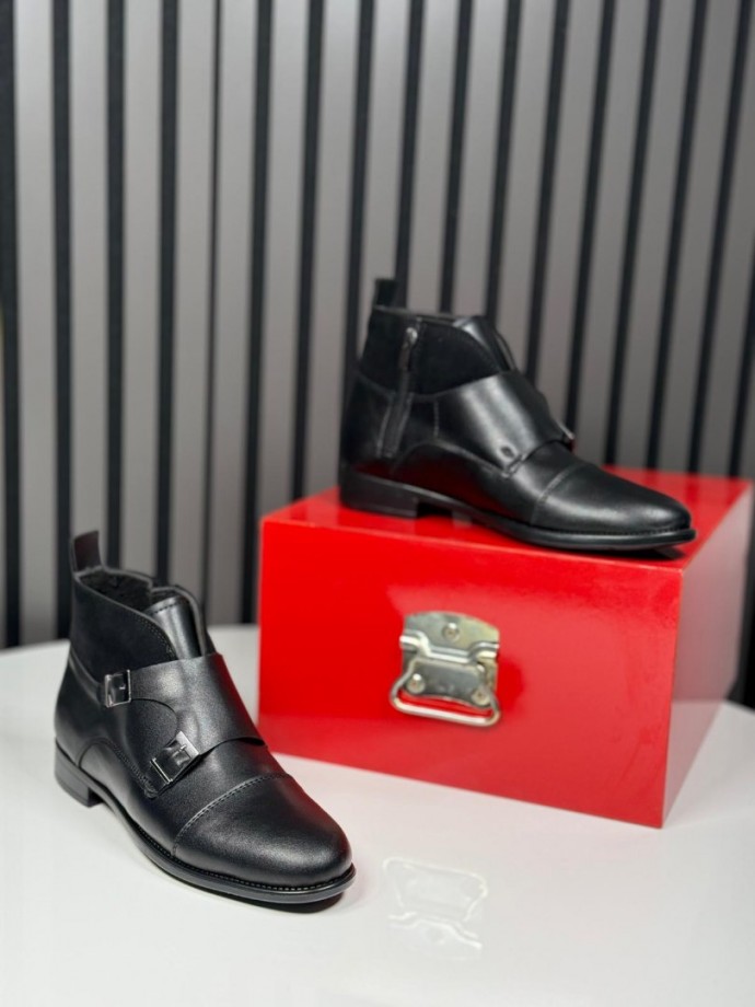 2025 KLASİK İTALYAN SİYAH DERİ TOKLI BOT - SİYAH DERİ BOT