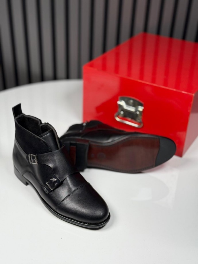 2025 KLASİK İTALYAN SİYAH DERİ TOKLI BOT - SİYAH DERİ BOT