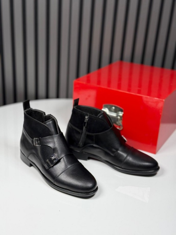 2025 KLASİK İTALYAN SİYAH DERİ TOKLI BOT - SİYAH DERİ BOT