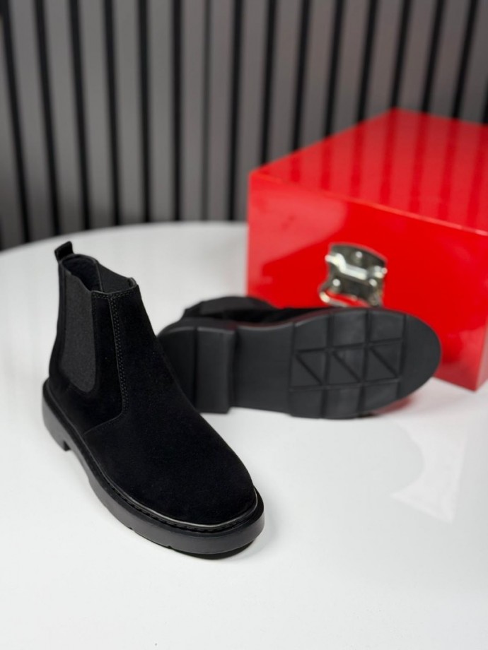 2025 CHELSEA İTALYAN SİYAH SÜET DERİ BOT  - SİYAH SÜET BOT
