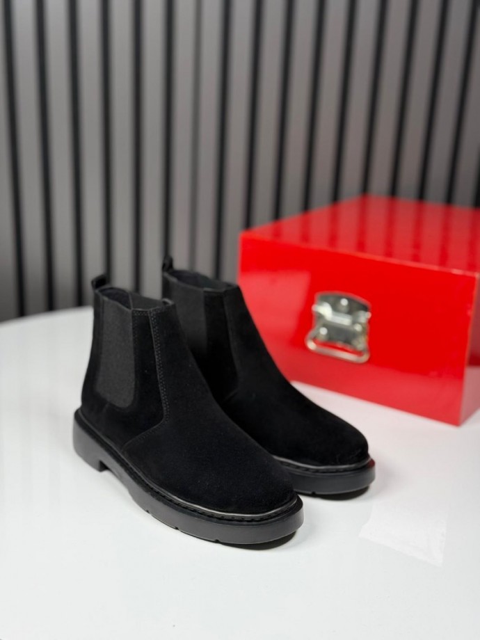 2025 CHELSEA İTALYAN SİYAH SÜET DERİ BOT  - SİYAH SÜET BOT