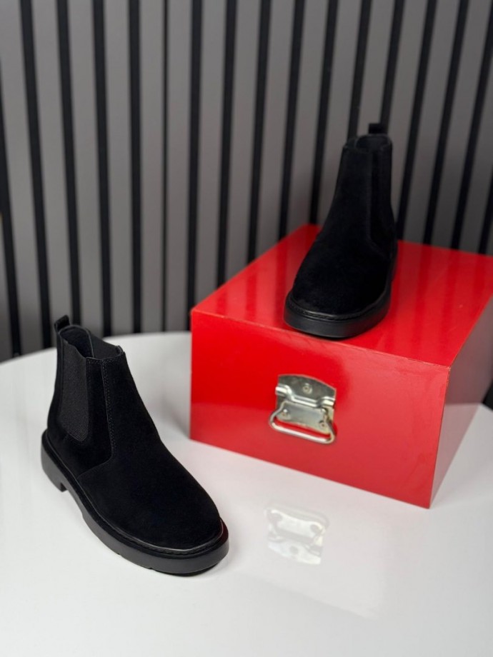 2025 CHELSEA İTALYAN SİYAH SÜET DERİ BOT  - SİYAH SÜET BOT