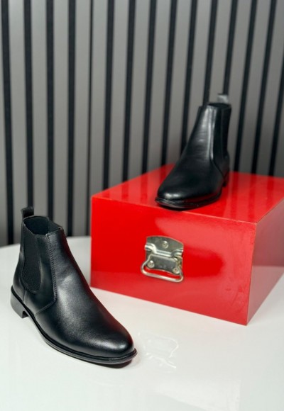 2025 KLASİK İTALYAN SİYAH DERİ BANDAJLI BOT - SİYAH DERİ BOT