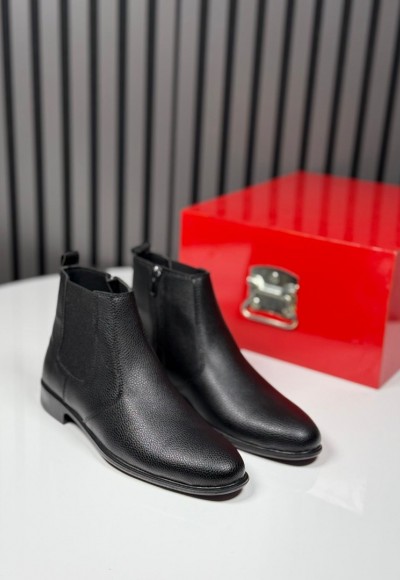 2025 KLASİK İTALYAN SİYAH DERİ PÜTÜR FERMUARLI BOT - SİYAH DERİ BOT