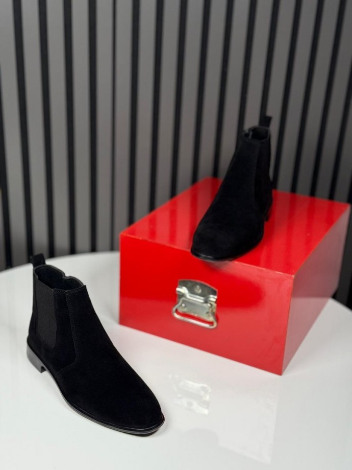 2025 KLASİK İTALYAN SİYAH SÜET FERMUARLI BOT - SİYAH SÜET BOT