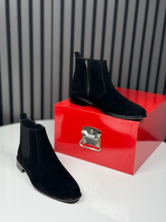 2025 KLASİK İTALYAN SİYAH SÜET FERMUARLI BOT - SİYAH SÜET BOT