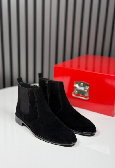 2025 KLASİK İTALYAN SİYAH SÜET FERMUARLI BOT - SİYAH SÜET BOT