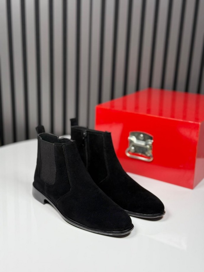 2025 KLASİK İTALYAN SİYAH SÜET FERMUARLI BOT - SİYAH SÜET BOT