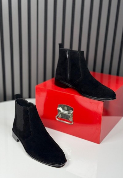 2025 KLASİK İTALYAN SİYAH SÜET FERMUARLI BOT - SİYAH SÜET BOT