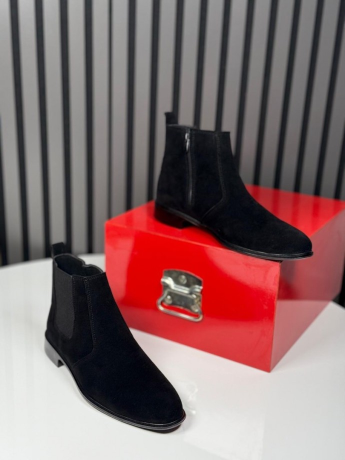 2025 KLASİK İTALYAN SİYAH SÜET FERMUARLI BOT - SİYAH SÜET BOT