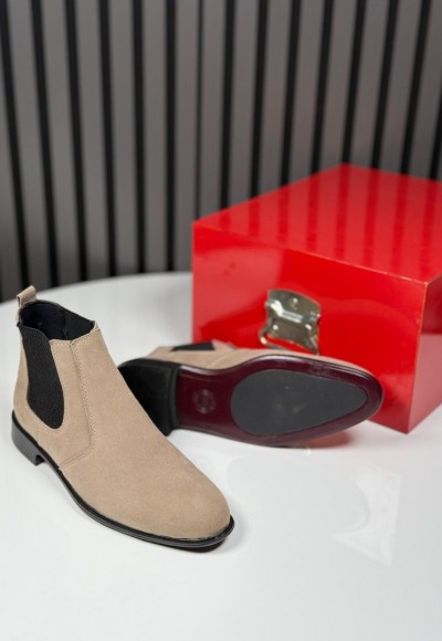 2025 KLASİK İTALYAN KUM BEJİ SÜET BANDAJLI BOT - KUM BEJİ SÜET BOT