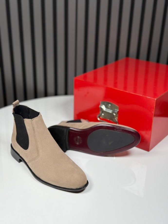 2025 KLASİK İTALYAN KUM BEJİ SÜET BANDAJLI BOT - KUM BEJİ SÜET BOT