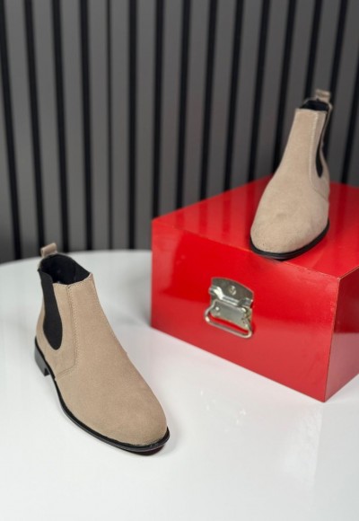 2025 KLASİK İTALYAN KUM BEJİ SÜET BANDAJLI BOT - KUM BEJİ SÜET BOT