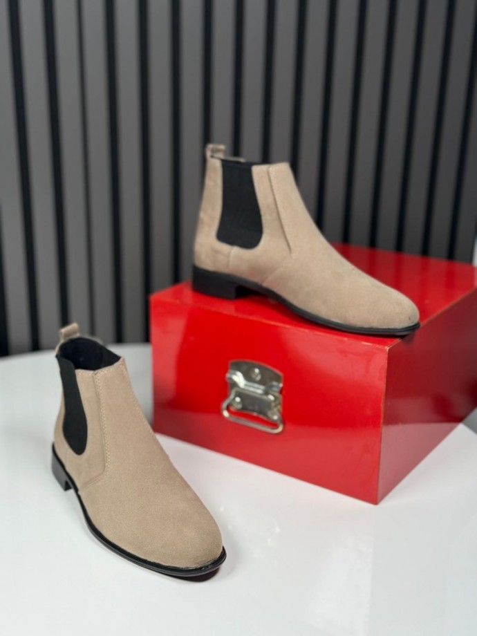 2025 KLASİK İTALYAN KUM BEJİ SÜET BANDAJLI BOT - KUM BEJİ SÜET BOT