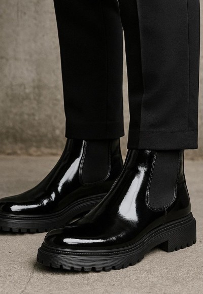 2025 CHELSEA İTALYAN SİYAH RUGAN BANDAJLI BOT - SİYAH RUGAN BOT