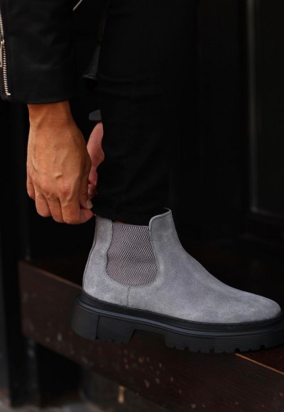 2025 CHELSEA İTALYAN GRİ SÜET  BANDAJLI BOT - GRİ SÜET BOT